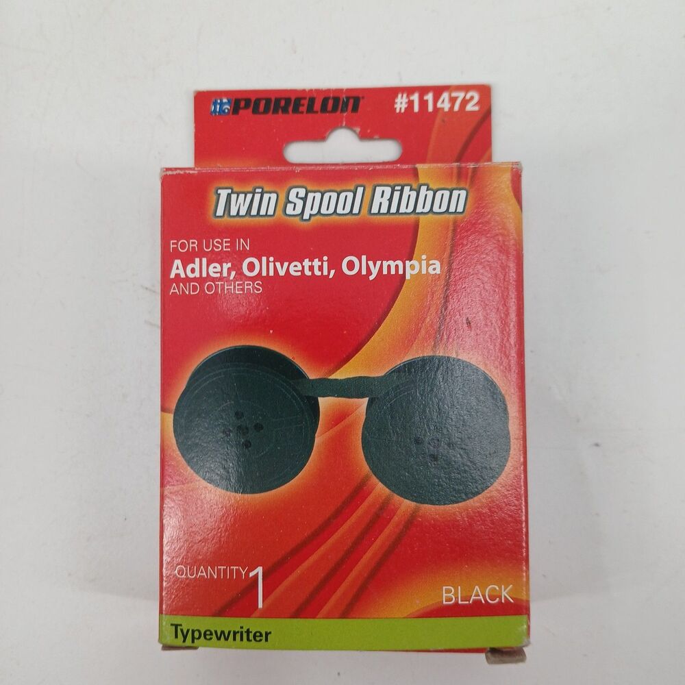 Porelon 11472 Twin Spool Typewriter Ribbon Black Replacement NIB